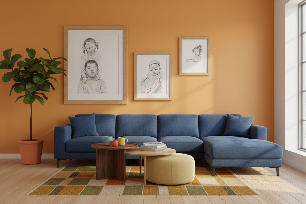 AI-generated portrait poster - Unique hand-drawn style